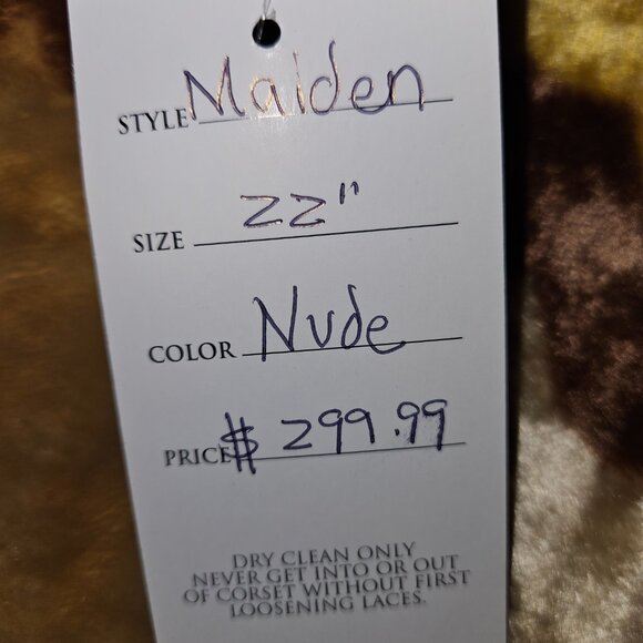 NWT XS NUDE Bridal MAIDEN Corset 22" Handmade 6 Garter Tabs USA - Picture 9 of 13